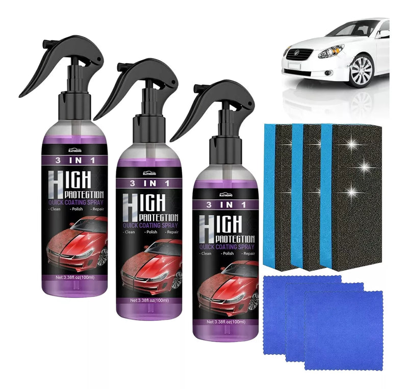 Proteção 3 em 1 para Carros – Spray com Nano Revestimento Cerâmico 100ml