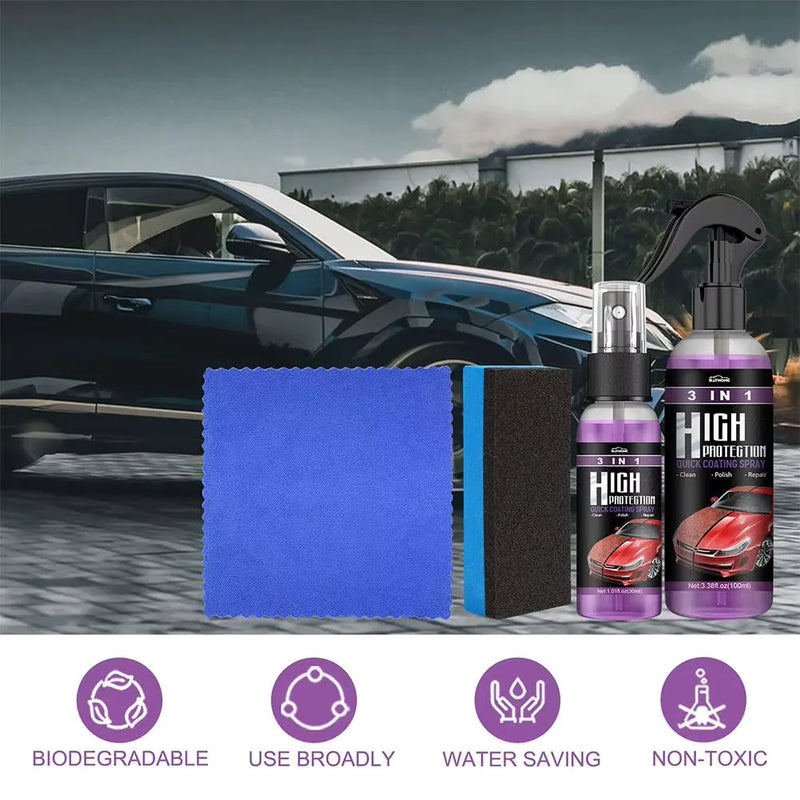 Proteção 3 em 1 para Carros – Spray com Nano Revestimento Cerâmico 100ml